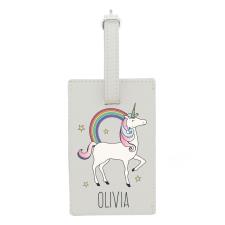 Personalised Unicorn Cream Luggage Tag